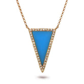 0.13ct Diamond & 0.70ct Composite Turquoise 14k Rose Gold Necklace